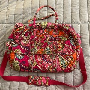 Vera Bradley Grand Traveler Overnight Duffle Bag - Pink Swirl Paisley Print